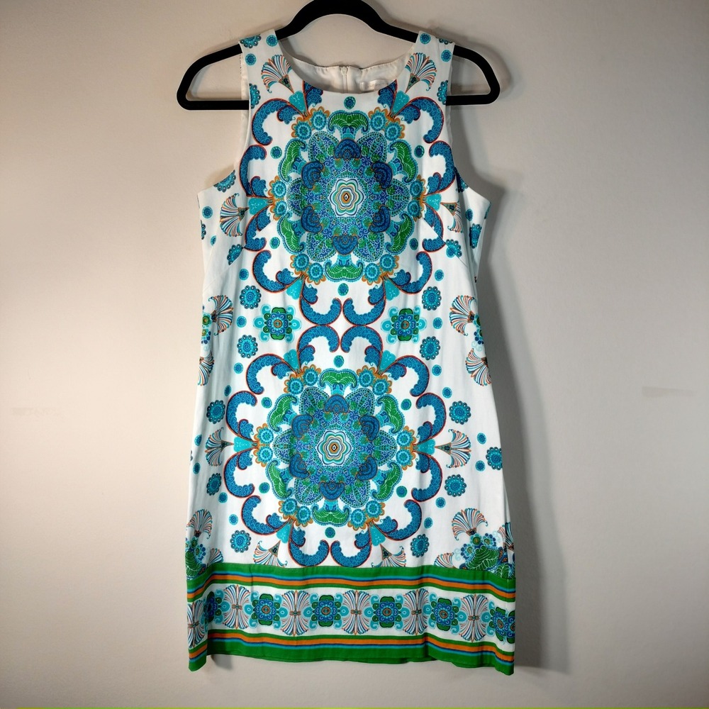 London Times Medallion Paisley Sleeveless Shift Dress Size 10